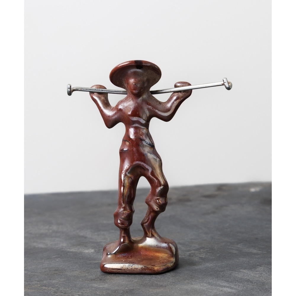 Vintage Water Bearer Figurine Condiment Holder Cast Metal 1950s Mid-Century 4"